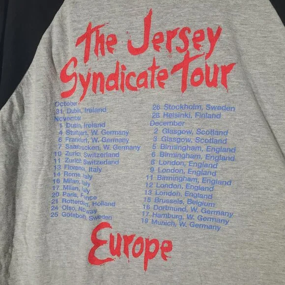 Vintage 1989 Bon Jovi New Jersey Syndicate Tour Europe 2XL Ragland